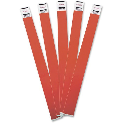 Advantus Corp.  Wristbands, Tyvek, Numbered, 3/4"x9-3/4", 100/PK, Red