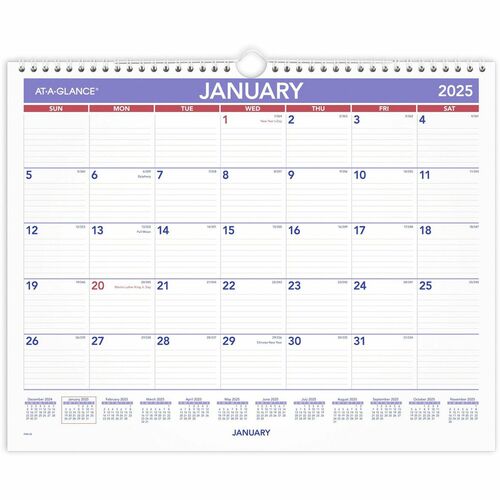 AT-A-GLANCE  Monthly Wall Calendar, 1MPP, 12-Month, Jan-Dec, 15"x12"