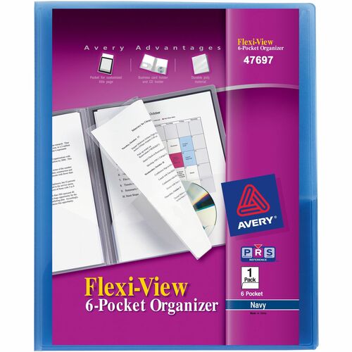 Avery  Organizer w/CD Holder, 6 Pockets, Poly, Letter-size, AST