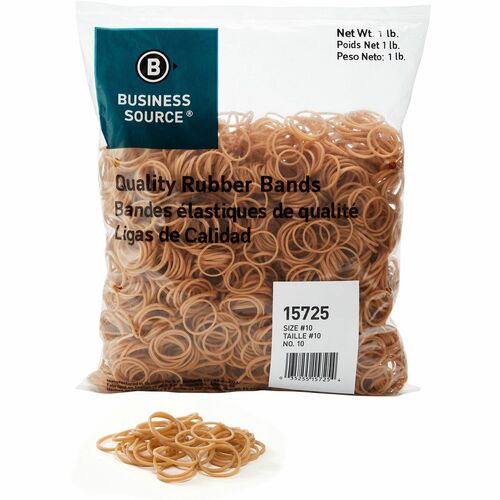 Business Source  Rubber Bands,Size 10,1 lb./BG,1-1/4"x1/16",Natural Crepe