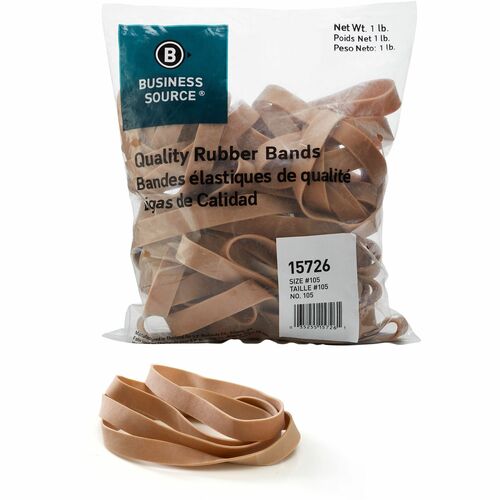 Business Source  Rubber Bands,Size 105,1 lb./BG,5"x5/8",Natural Crepe