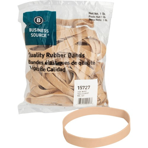Business Source  Rubber Bands,Size 107,1 lb./BG,7"x5/8",40/PK,Natural Crepe