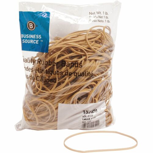 Business Source  Rubber Bands,Size 117B,1 lb. 200/Bag,7"x1/8",Natural Crepe