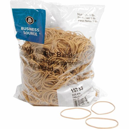 Business Source  Rubber Bands,Size 16,1 lb./BG,2-1/2"x1/16",Natural Crepe