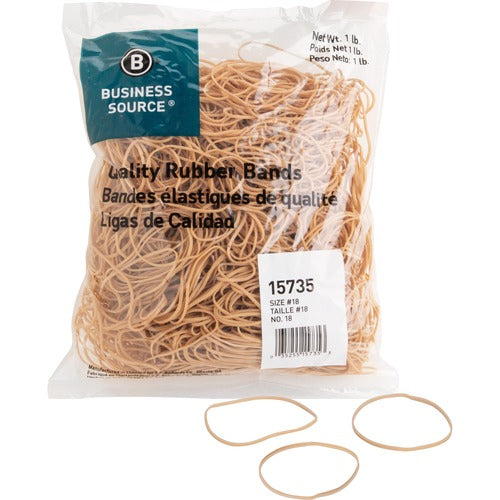 Business Source  Rubber Bands,Size 18,1 lb,3"x1/16",1480/PK,Natural Crepe