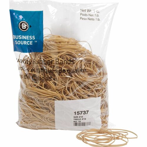 Business Source  Rubber Bands,Size 19,1 lb,3-1/2"x1/16",1250/PK,Natural Crepe