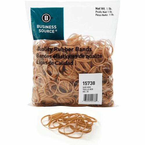 Business Source  Rubber Bands,Size 30,1 lb./BG,2"x1/18",Natural Crepe