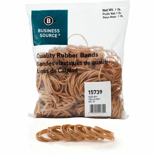 Business Source  Rubber Bands,Size 31,1 lb./BG,2-1/2"x1/8",Natural Crepe