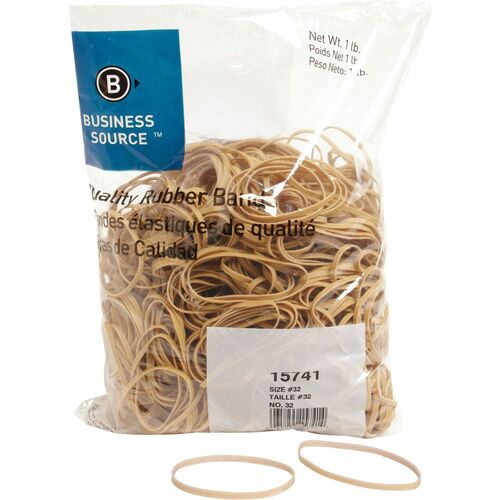 Business Source  Rubber Bands,Size 32,1 lb./BG,3"x1/8",Natural Crepe