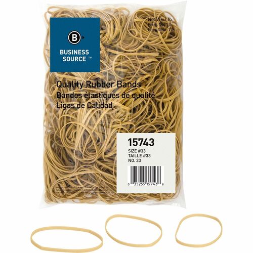 Business Source  Rubber Bands,Size 33,1 lb./BG,3-1/2"x1/8",Natural Crepe
