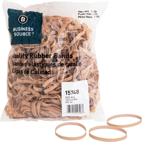 Business Source  Rubber Bands,Size 64,1 lb./BG,3-1/2"x1/4",Natural Crepe