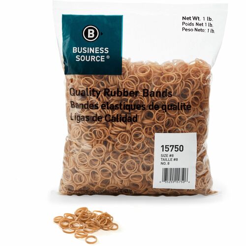 Business Source  Rubber Bands,Size 8,1 lb./BG,7/8"x1/16",Natural Crepe