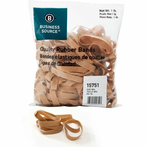 Business Source  Rubber Bands,Size 84,1 lb,3-1/2"x1/2",150/PK,Natural Crepe