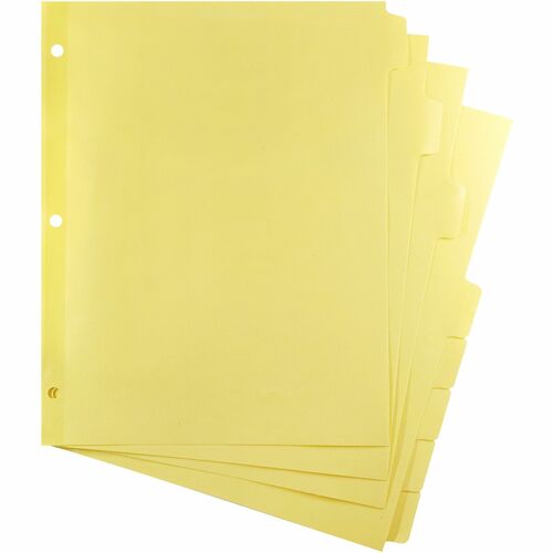 Business Source  Plain Tab Indexes,3HP,8-Tab,11"x8-1/2",24 Sets/BX,Canary