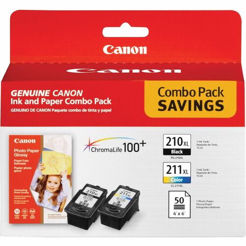 Canon  Ink/Paper Pack, f/ PIXMA iP240, 4"x6" Photo Paper, BK/Color