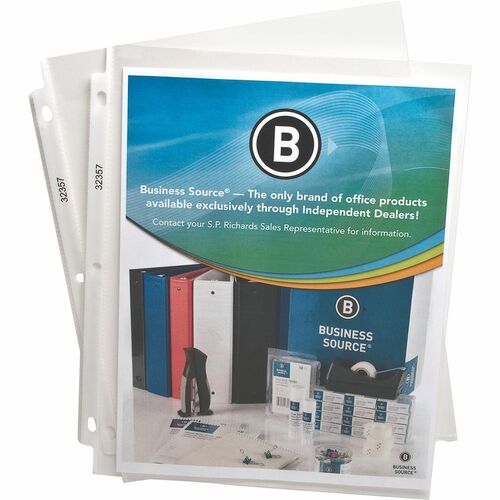 Business Source  Sheet Protectors,Top Load,2.4 mil,11"x8-1/2",50/BX,Clear