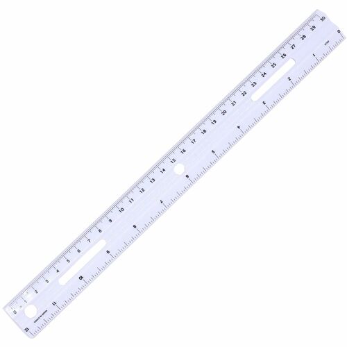 Business Source  Plastic Ruler, Beveled Edges, 12"L, White