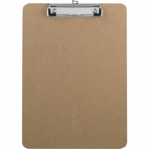 Business Source  Clipboard,w/Flat Clip/Rubber Grips,9"x12-1/2",Brown