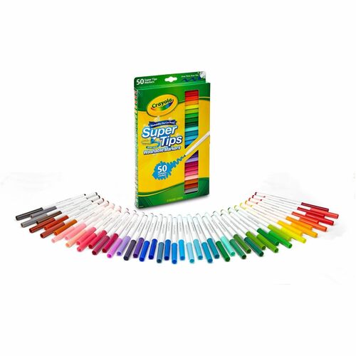 Crayola  Markers, Super Tips, Washable, 50/ST, AST