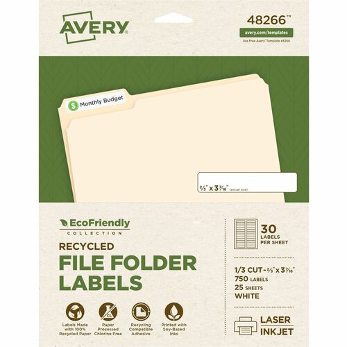Avery  Labels, Mailing, 2/3"x3-7/16", 750/PK, White