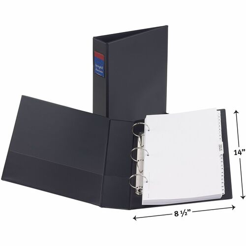 Avery  Round Ring Binder, 3 Ring, 2" Cap., 2 Pkt., 14"x8-1/2", BK