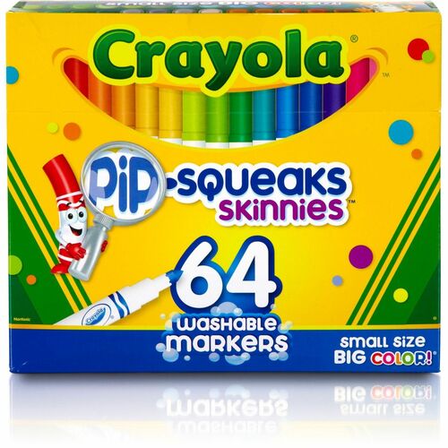 Crayola  Washable Markers, Skinnies, Washable, 64 Set, Assorted