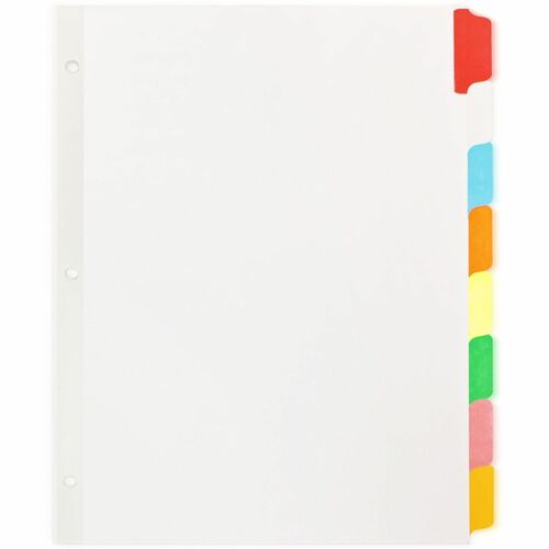 Business Source  Write-on Tab Indexes, 8-Tab, 11"x8-1/2", 8 Tabs/ST, Multi