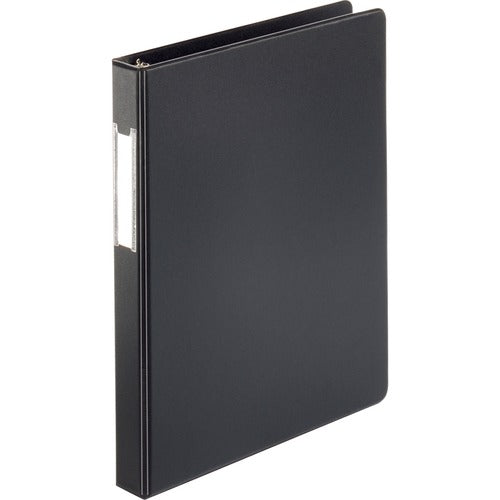 Business Source  Round Ring Binder,w/Label Holder,1" Cap.,11"x8-1/2",BK
