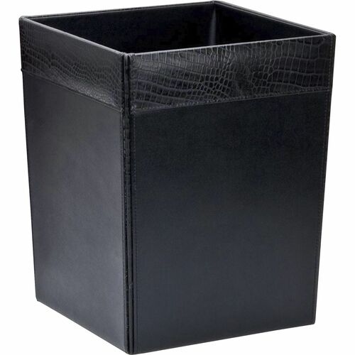 Dacasso  Wastebasket, Crocodile, 14 Quart, 9-1/2"x9-1/2"x12", BK