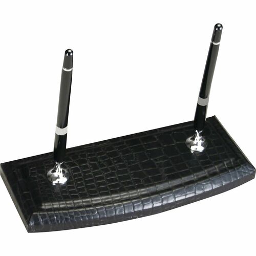 Dacasso  Pen Stand,Double,Crocodile,9-1/4"x4-1/4"x8",BK