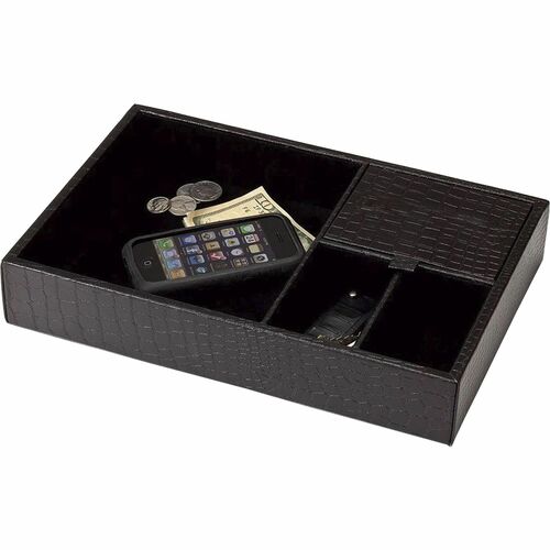Dacasso  Valet Tray,Crocodile,12-1/10"x8-1/10"x2-1/10",BK