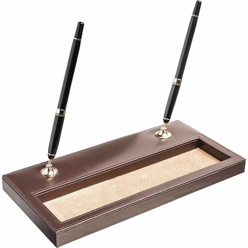 Dacasso  Pen Stand,Double,w/ Storage,Rustic,5-2/5"x11-1/10"x1",BN