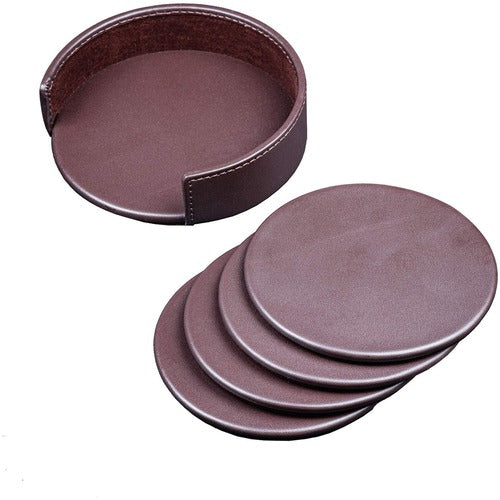 Dacasso  Coaster Set, Round, 4-2/5"Wx4-2/5"Lx1-2/5"H, Chocolate Brown