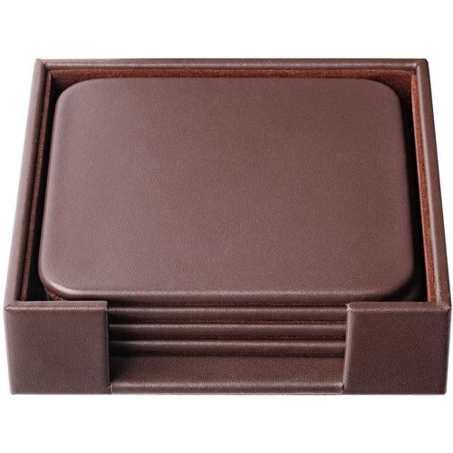 Dacasso  Coaster Set, Square, 4-2/5"Wx4-2/5"Lx1-2/5"H,Chocolate Brown
