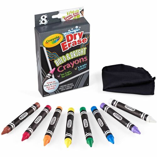 Crayola  Dry Erase Crayons, Washable, Nontoxic, 8/BX, Assorted