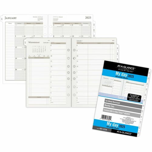 AT-A-GLANCE  Refill,Undated,7HP,Daily,12 Mths,Jan-Dec,5-1/2"x8"-1/2",WE
