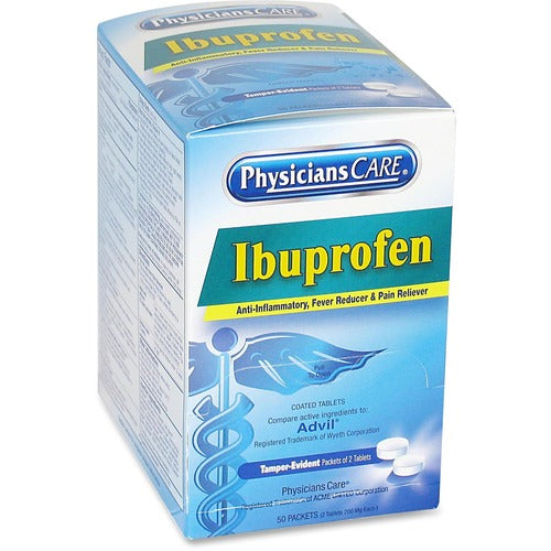 Acme United Corporation  Ibuprofen Single Packets, Medication, 2/PK, 125/BX