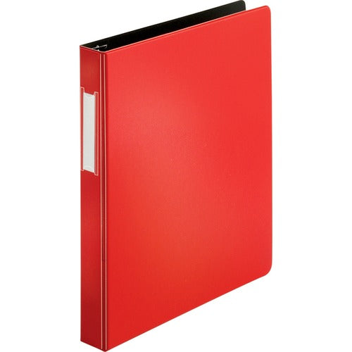Business Source  D-Ring Binder, w/Label Holder, Hvy-Dty, 1", Red