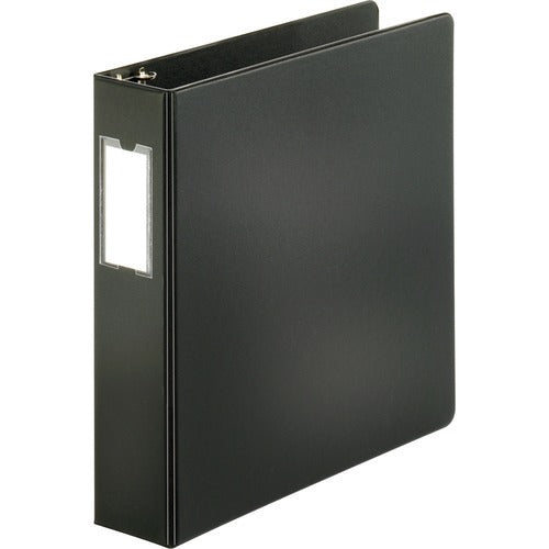 Business Source  D-Ring Binder, w/Label Holder, Hvy-Dty, 2", Black