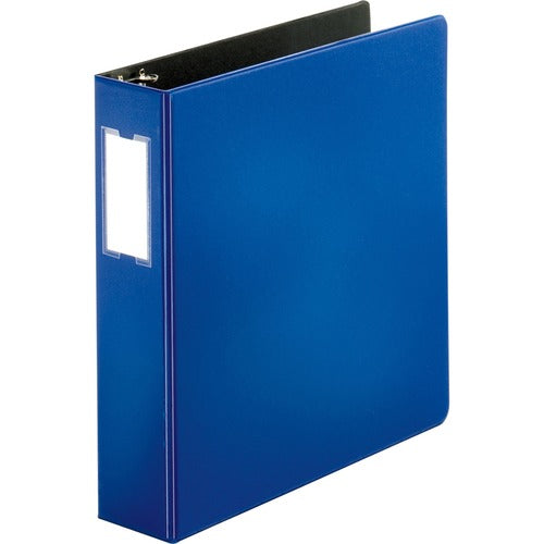 Business Source  D-Ring Binder, w/Label Holder, Hvy-Dty, 2", Blue