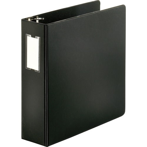 Business Source  D-Ring Binder, w/Label Holder, Hvy-Dty, 3", Black
