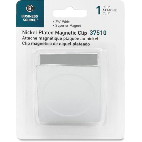 Business Source  Magnetic Metal Clip, Large, 2-1/4", 1.0mm, Chrome