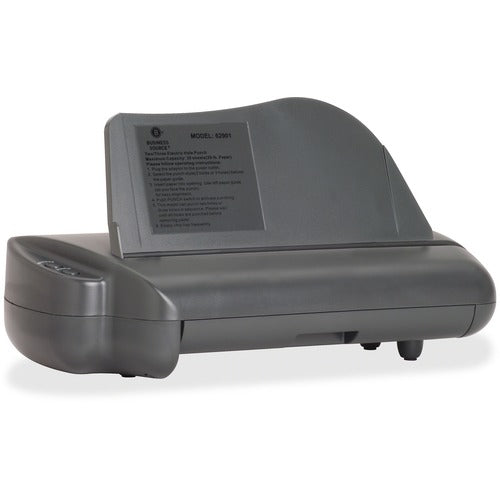 Business Source  Electric 3H Punch,1/4", 30 Sht Cap,17-3/4"x5-1/4"x8-1/4", GY