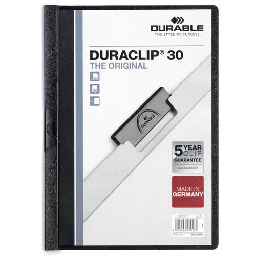 Durable Office Products  Report Cover w/Clip, 30 Sheet Capacity, 11"x8-1/2", Black