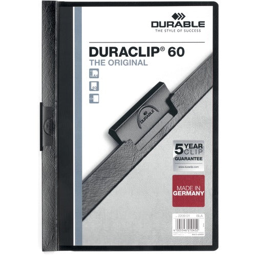 Durable Office Products  Report Cover w/Clip, 60 Sheet Capacity, 11"x8-1/2", Black