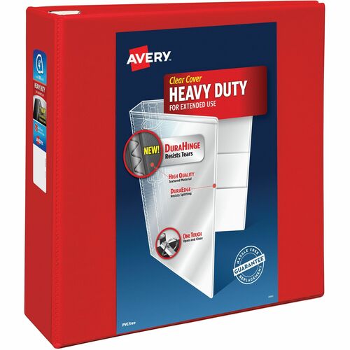 Avery  View Binder, Hvy-dty, EZD Ring, 4" Cap, Red