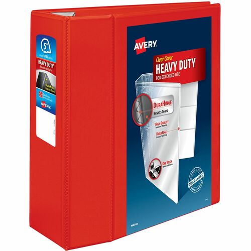 Avery  View Binder, Hvy-dty, EZD Ring, 5" Cap, Red