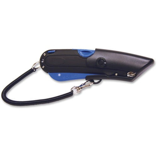 Consolidated Stamp Mfg.,Co.  Box Cutter Knife w/Shielded Blade, Black/Blue