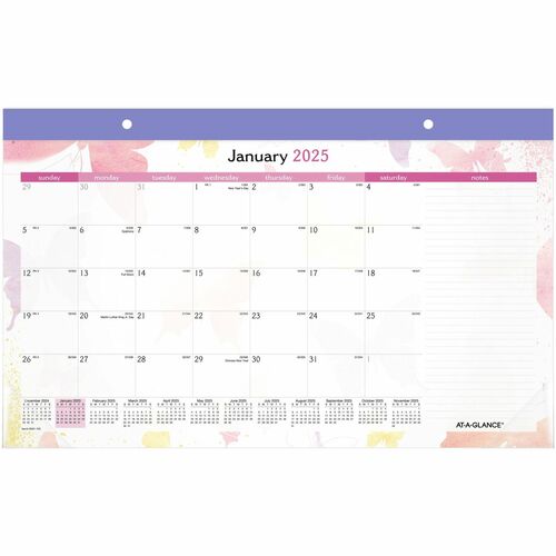 AT-A-GLANCE  Calendar Desk Pad, Mthly, Jan-Dec, 1PPD,17-3/4"x11",Multi