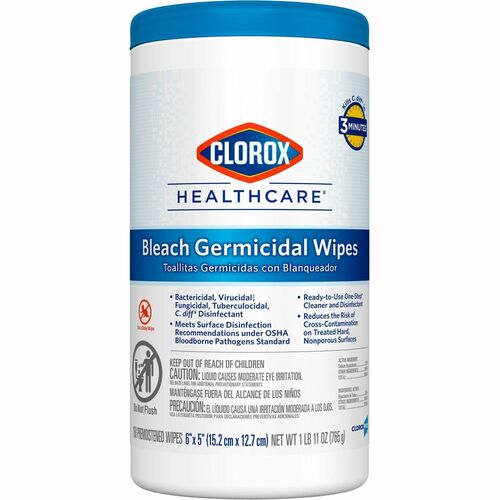 Clorox Company  Germicidal Wipes,w/Bleach, 150 Wipes, White